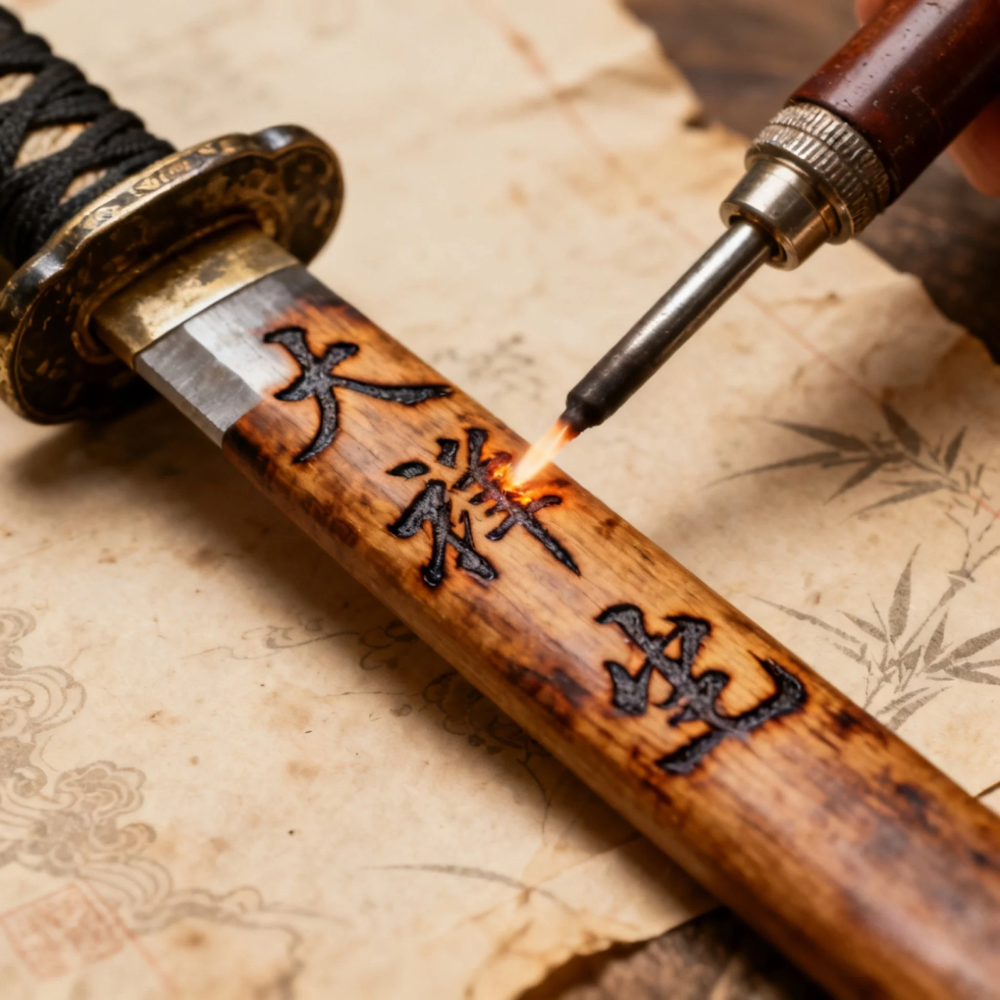 Spiritual Pyrography-Ritual Objects Traditional Wood-Burned Art