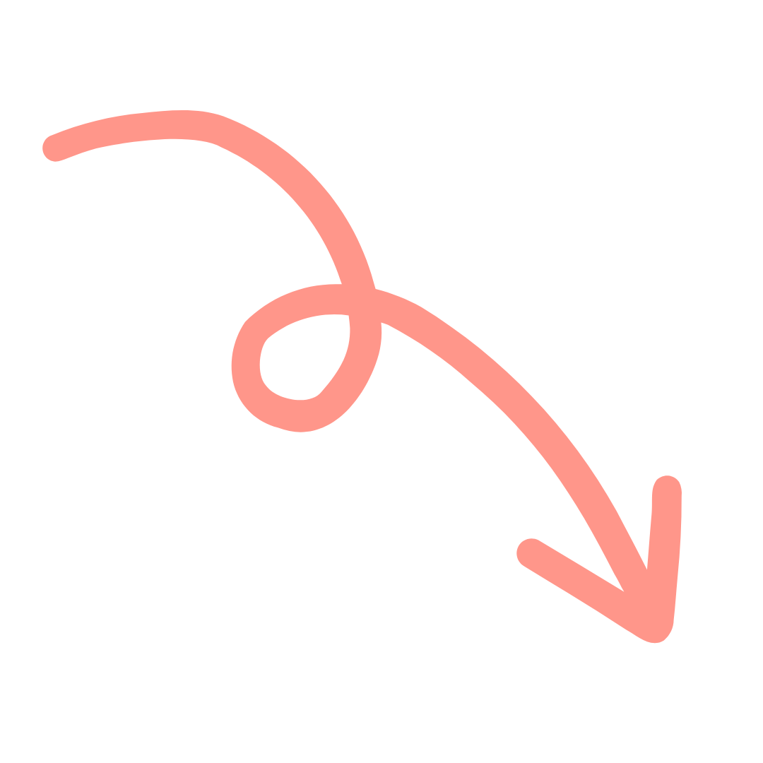 Pink hand-drawn arrow pointing downward and to the right.