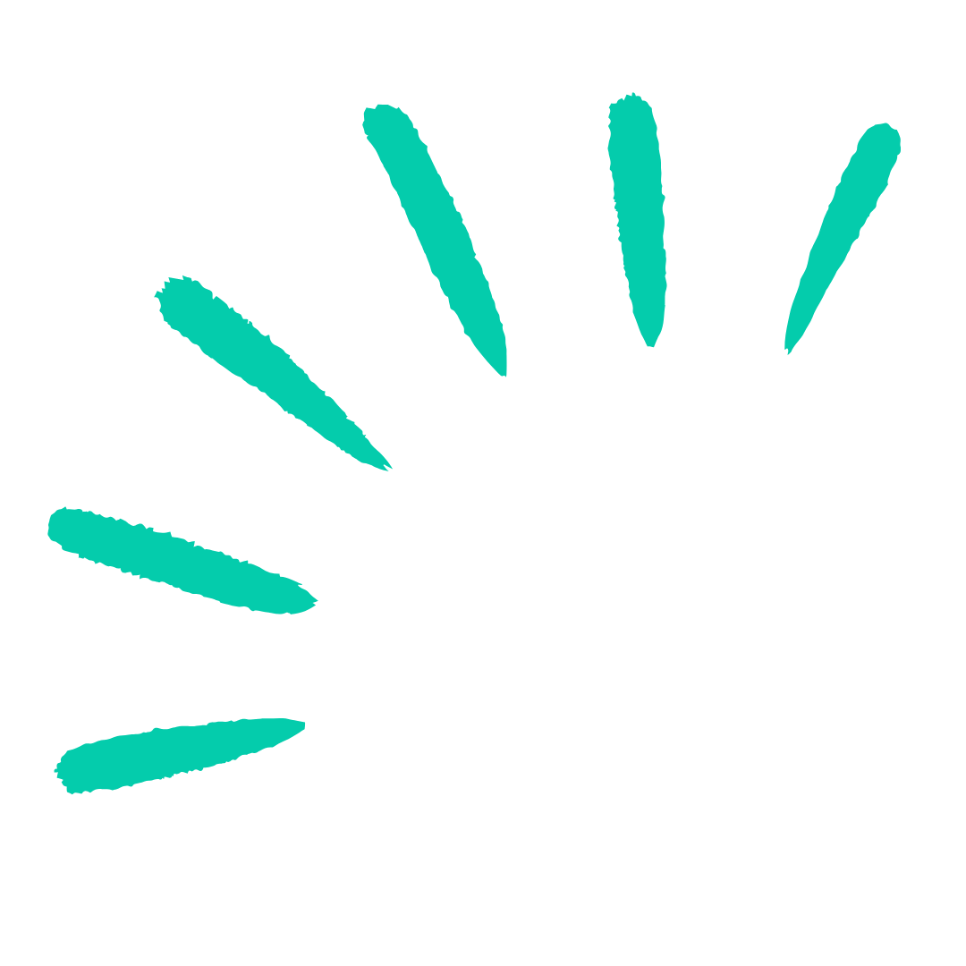 Turquoise star burst graphic.