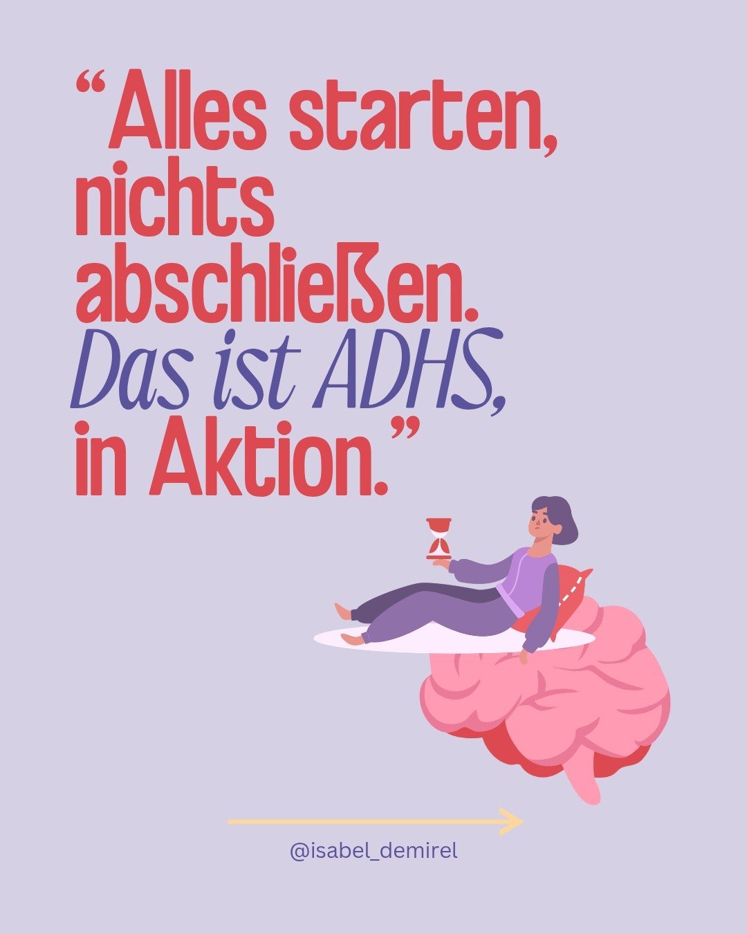 Tausend Ideen im Kopf und trotzdem nichts fertig? 😅 Willkommen in meinem ADHS-Gehirn.

Am Anfang spr&uuml;ht die Motivation. Alles startet mit Euphorie und Begeisterung. Doch sobald der erste Reiz nachl&auml;sst, wird Dranbleiben echt schwer.

Es is