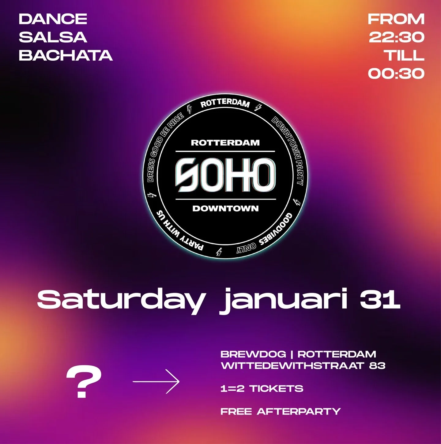 💃🏽Salsa &amp; Bachata downtown Rotterdam 💃🏽@brewdogwittedewithstraat 🎉🔥 At 22:30 Till 00:30 you can Dance Salsa &amp; Bachata, at 00:30 the DJ&rsquo;s Will Bring you an unforgettable night with Afro, R&amp;B &amp; more!! Link in BIO @soho.event