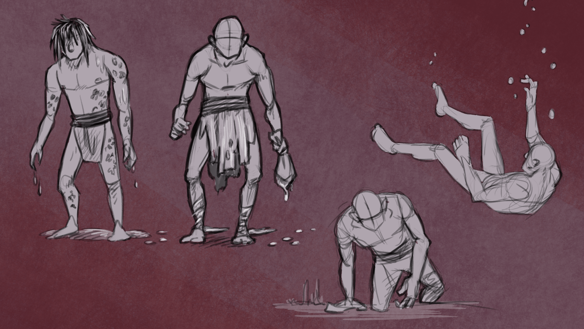 Initial Sketches based on the theme of ‘the drowning man’