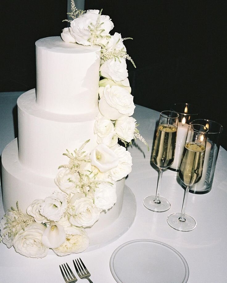 luxury wedding cake with minimalist floral design