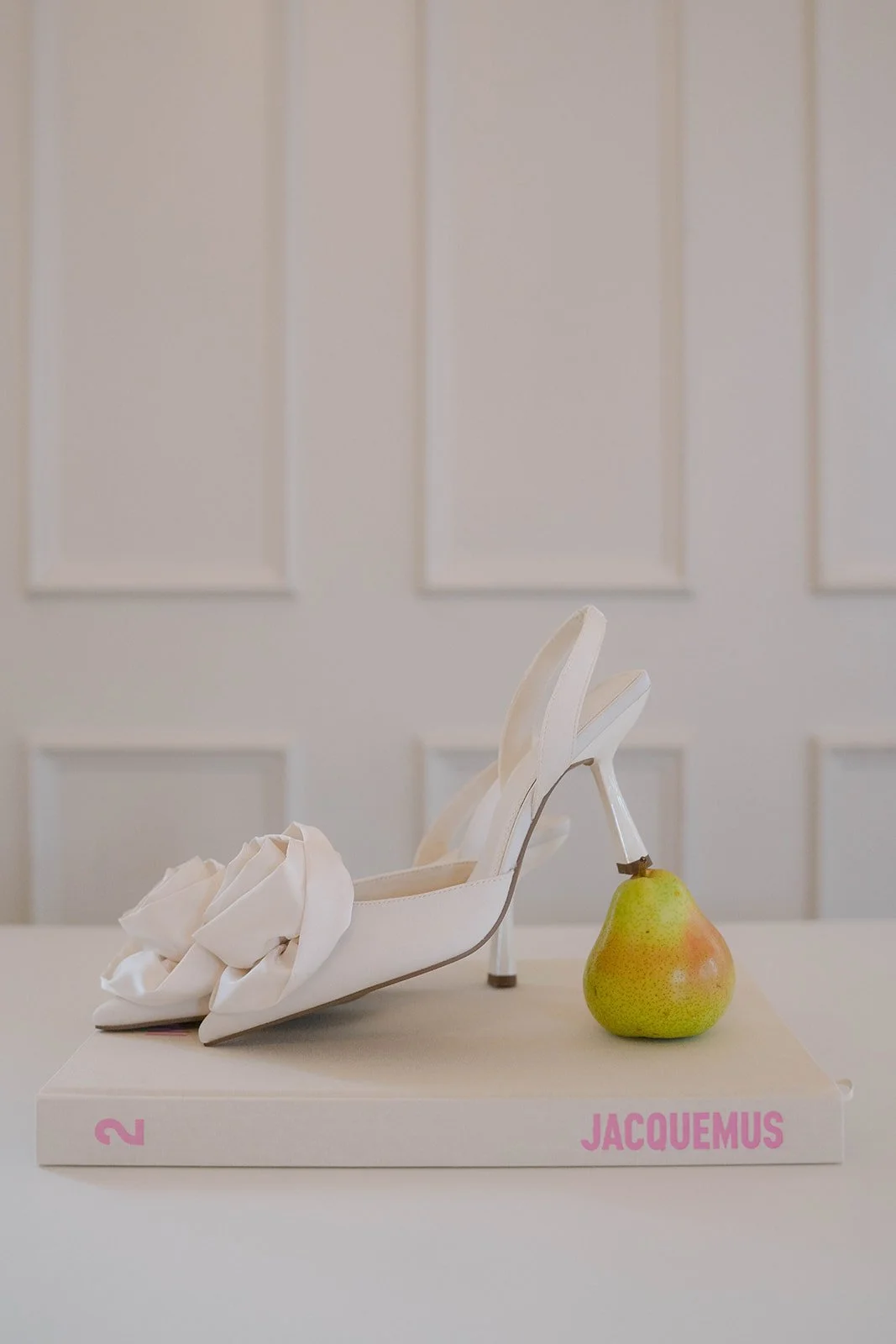 editorial bridal flatlay with silk heels and refined styling