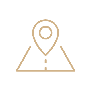 A map pin icon placed over a winding road, symbolizing navigation or location.