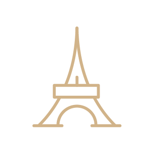 Outline of the Eiffel Tower with simple lines.