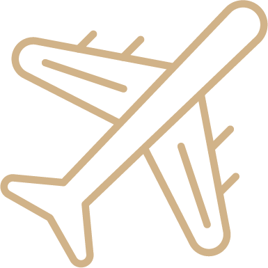 Outline drawing of an airplane.