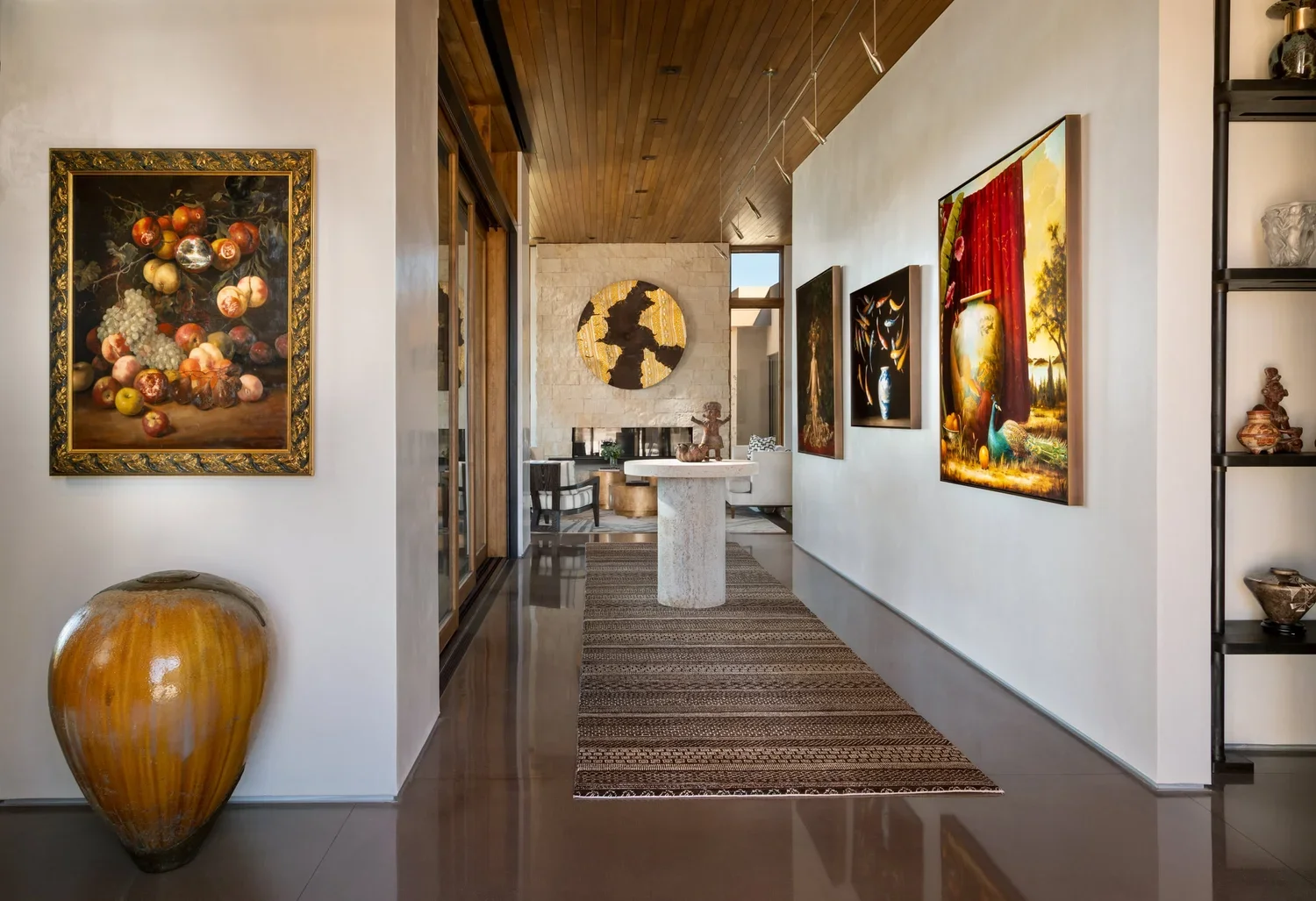 Modern Art Gallery Hallway with Contemporary Paintings