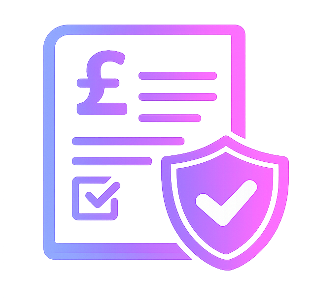 Illustration of a document with a pound sign, checkboxes, and a shield with a checkmark, representing secure financial or insurance information.
