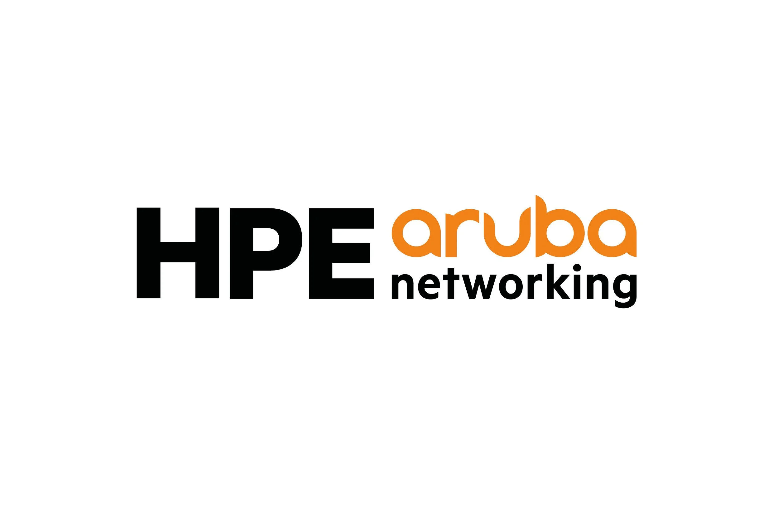 Logo of HPE Aruba Networking with black and orange text on a white background.