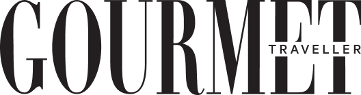 Gourmet Traveller logo with large black text on a white background.