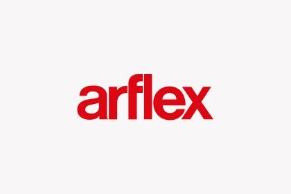 Logo mit dem Text 'arflex' in roter Schrift auf weißem Hintergrund.