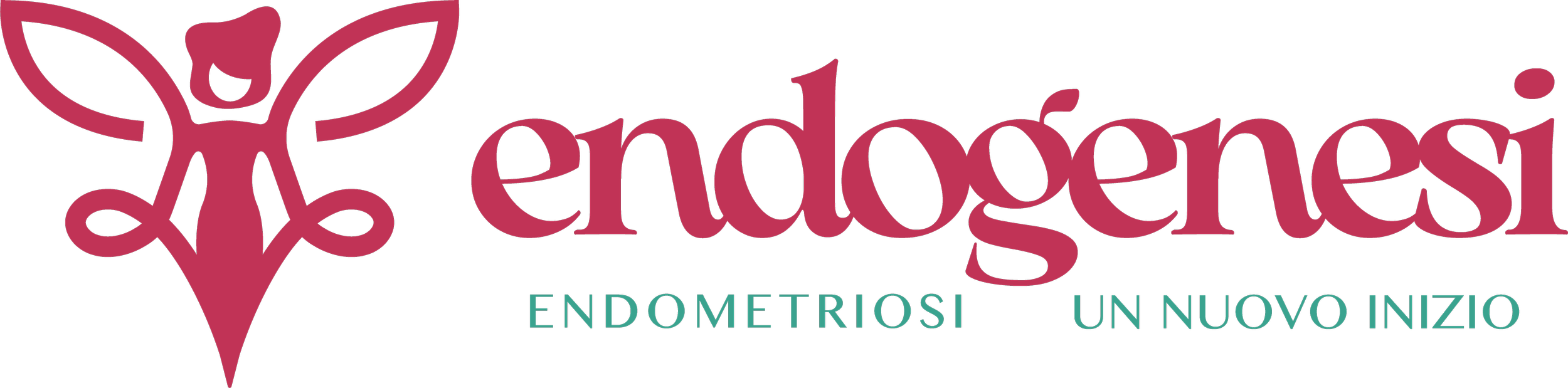 Grafica con il logo di Endometriosi, con un simbolo stilizzato di una donna in rosa e il testo 'Endometriosi, un nuovo inizio'.