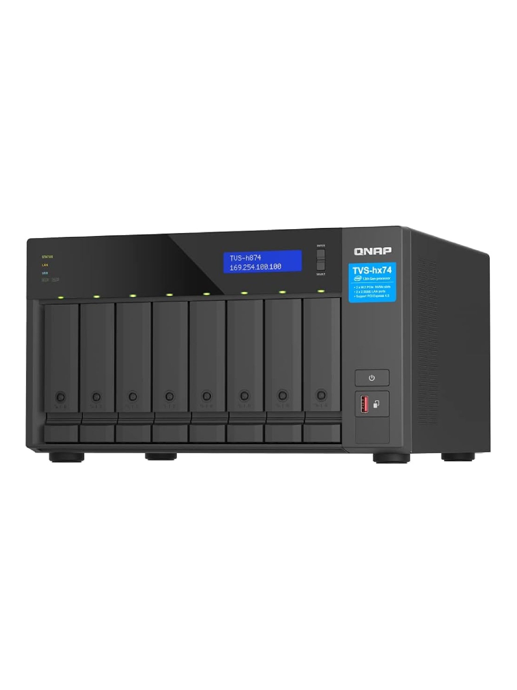 QNAP TVS-h874-i7-32G 8-bay QuTS hero NAS, Intel® Core™ i7 12-core