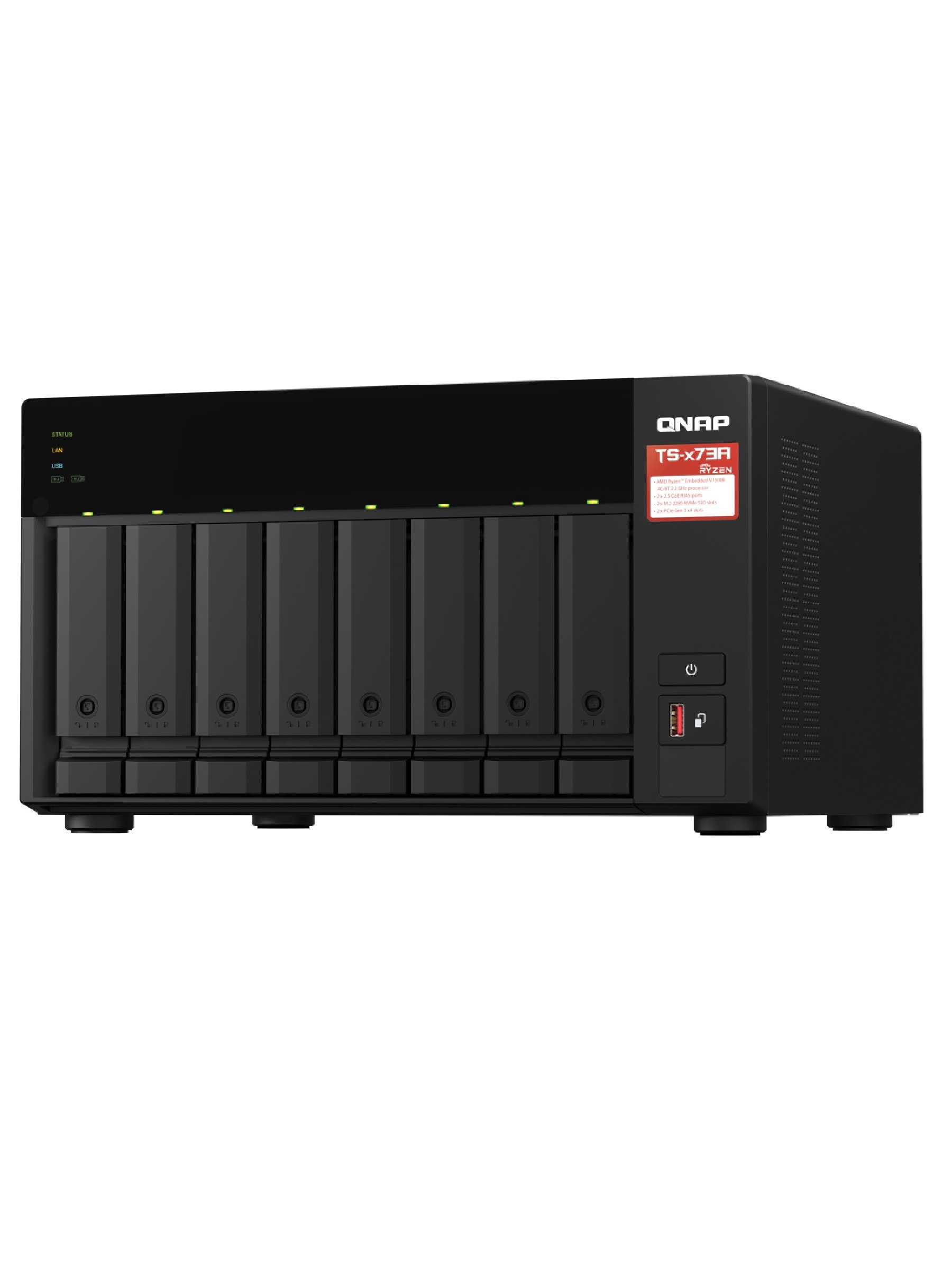 QNAP TS-873A-8G 8-bay NAS, AMD Ryzen V1000 series V1500B 4C/8T 2.2GHz, 8GB DDR4 RAM