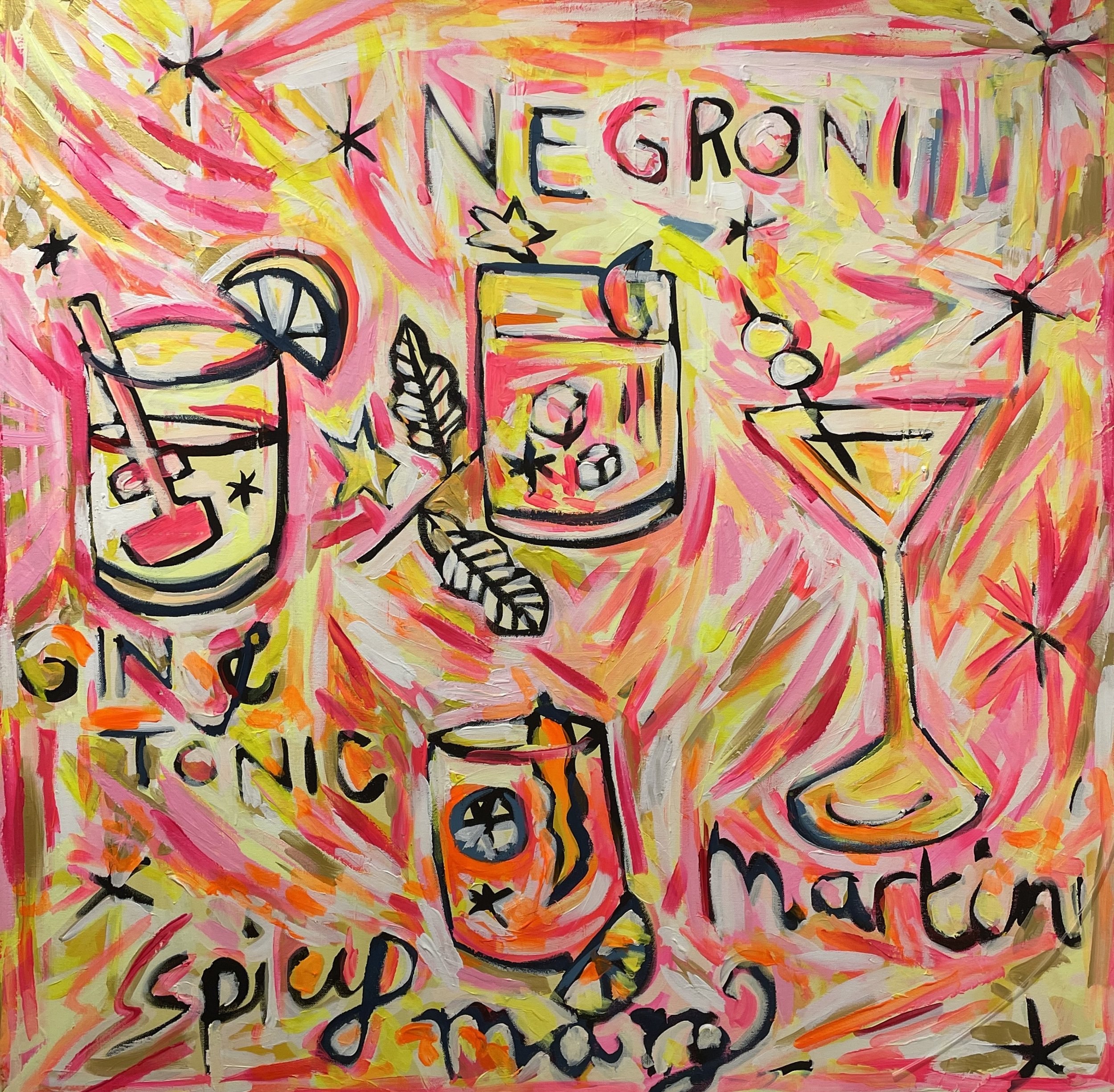 'Negroni Nights', 100cm x 100cm