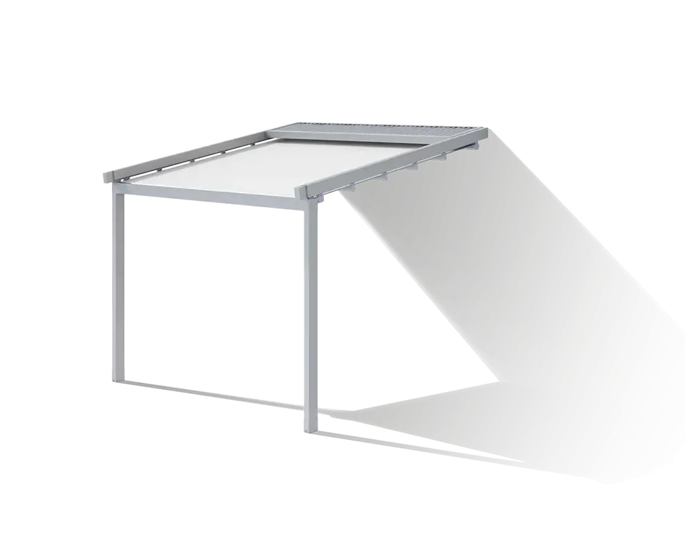 A metal drafting table with a slanted surface and a sturdy frame.