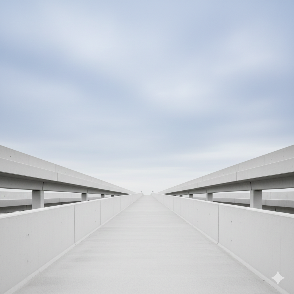 White bridge disappearing into the distance