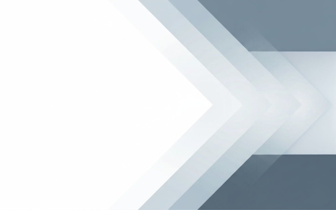 An abstract background with overlapping gray, blue, and white chevron shapes.