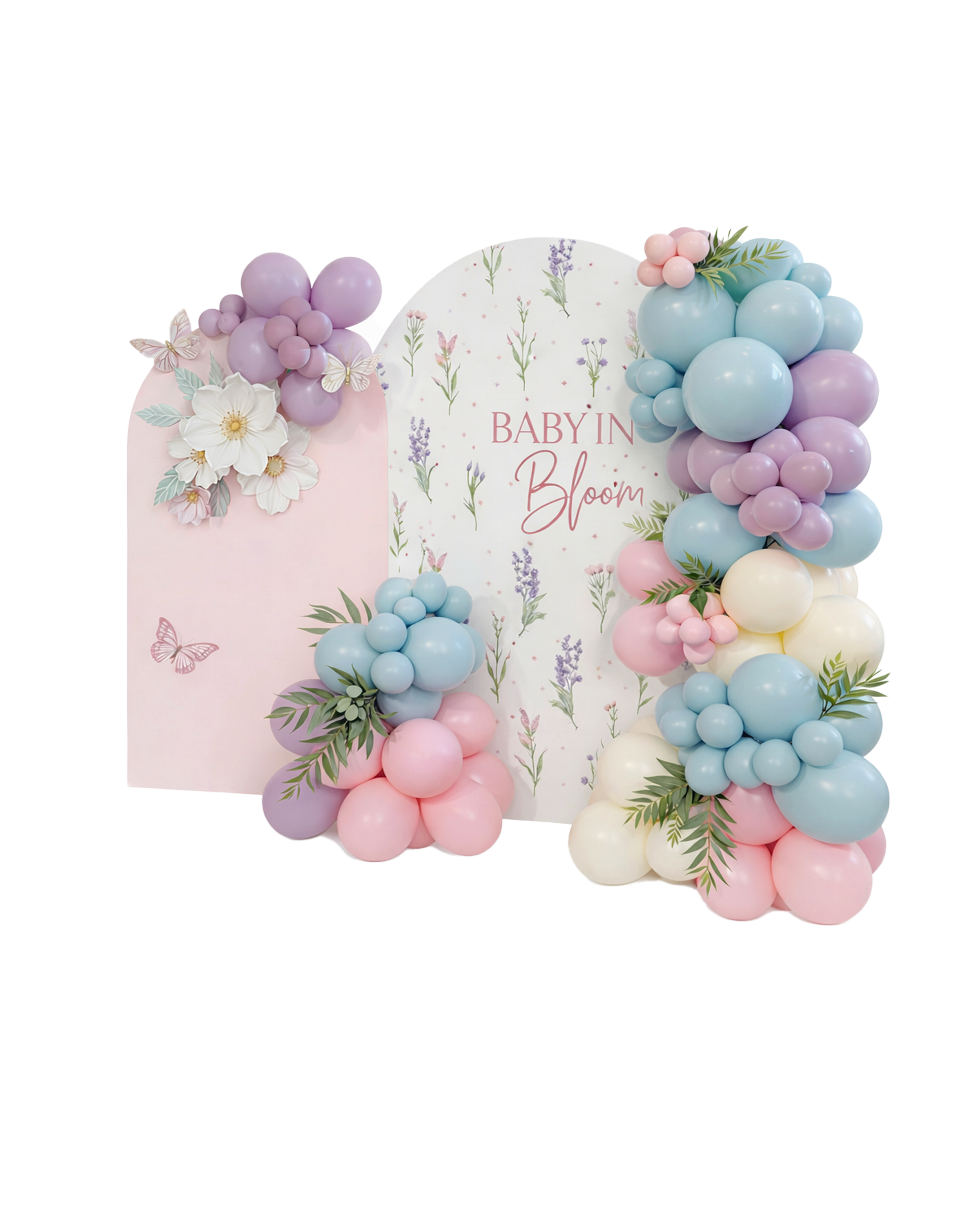 Baby in Bloom Balloon Backdrop Setup