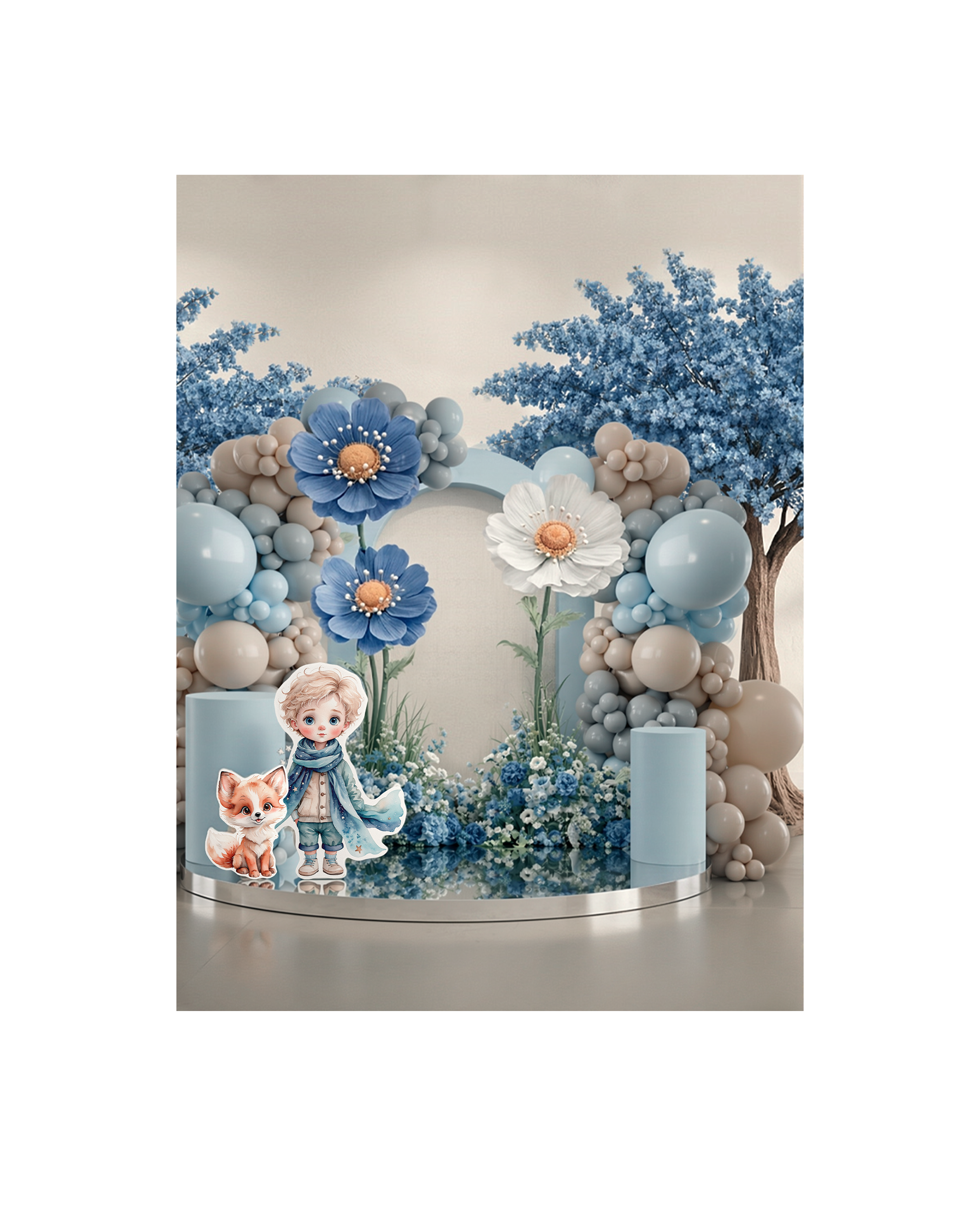 Blue Garden Celebration with Giant Flowers.png
