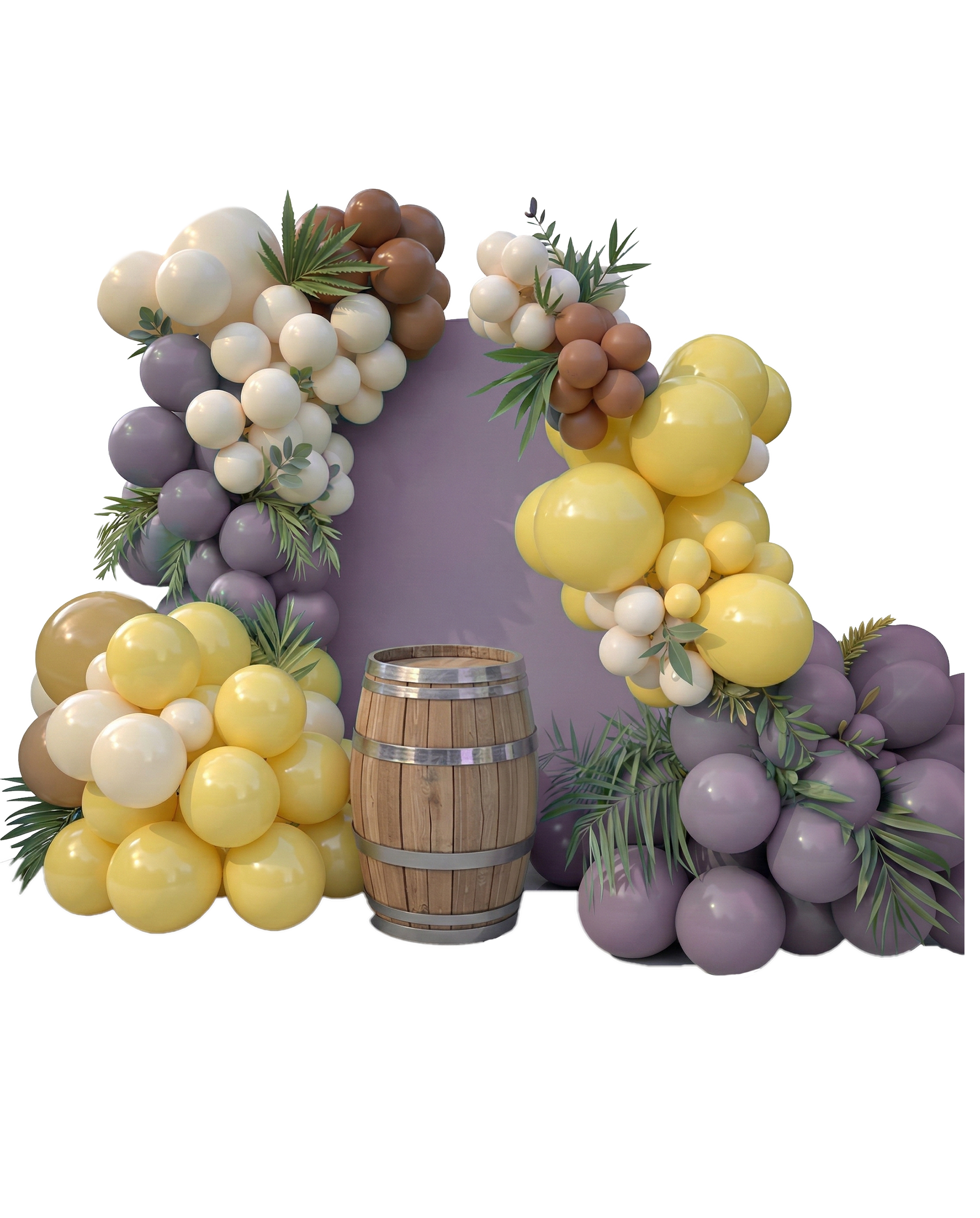 Organic Balloon Set with Barrel Accent