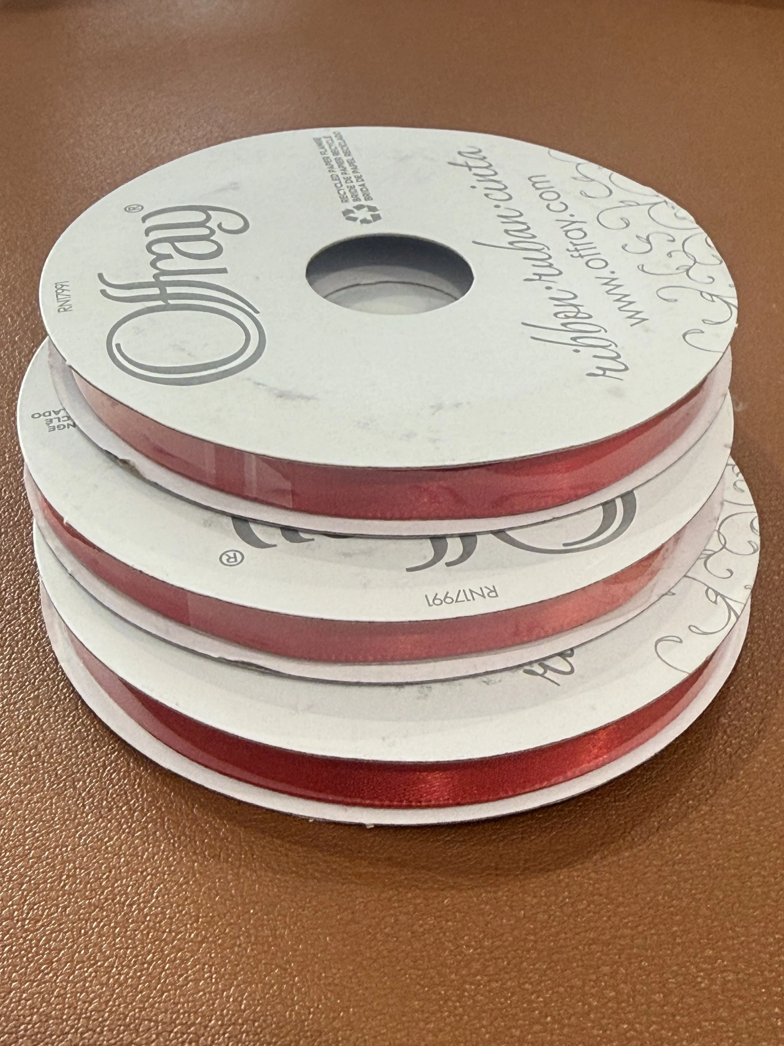 3 x Red Ribbon (6mm wide) Total 16m long