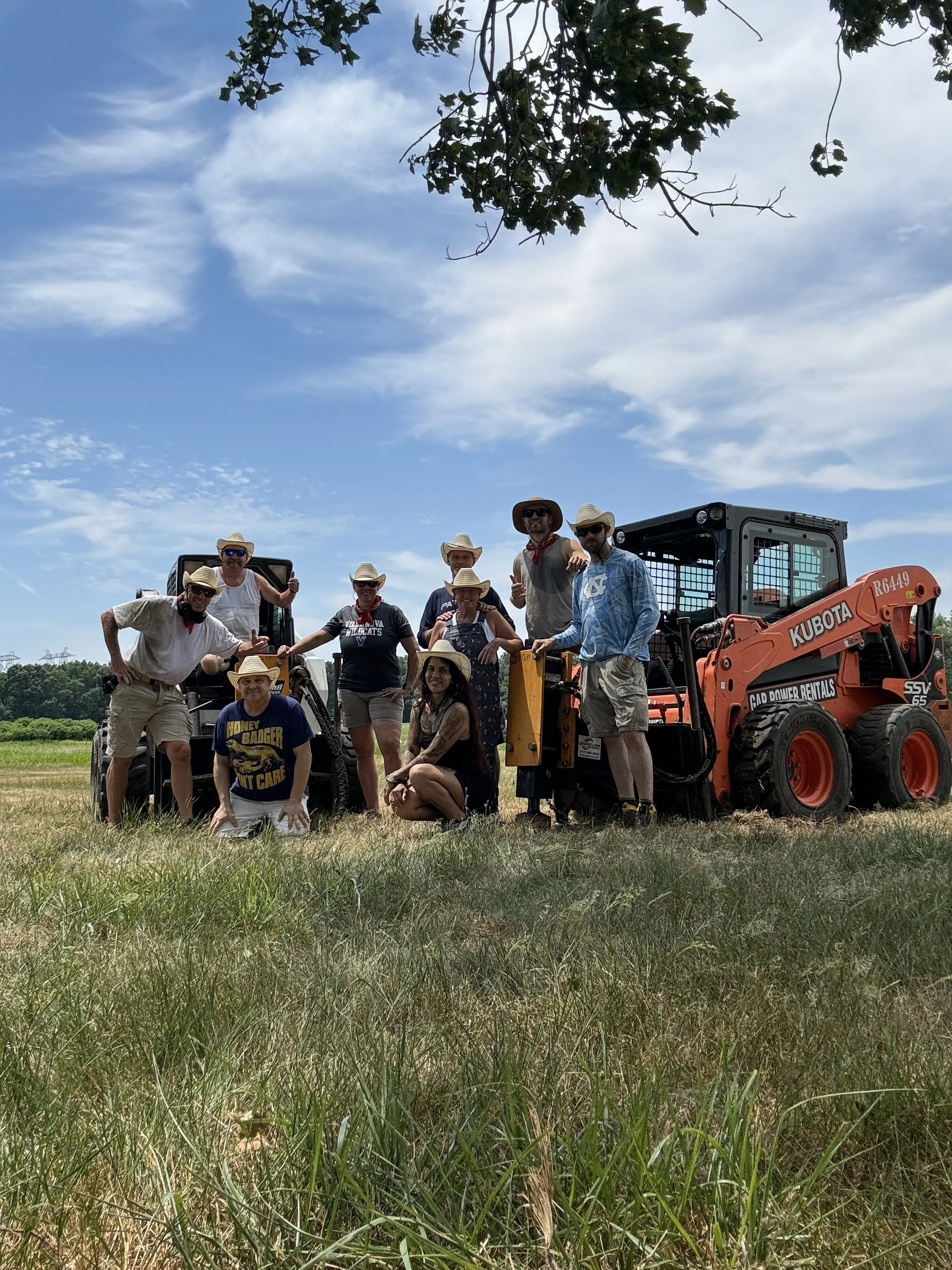 The team installing fencing