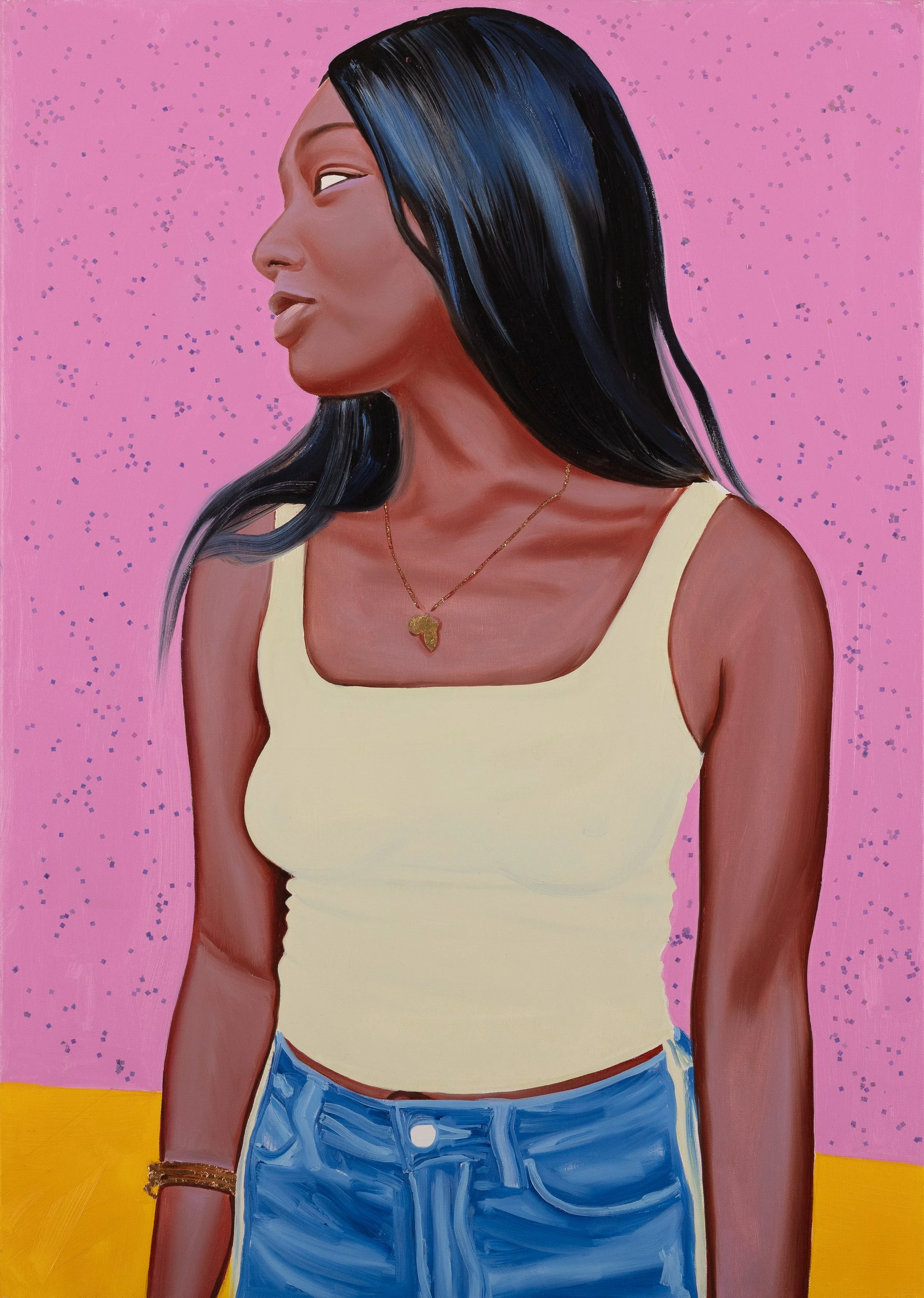 Maurane, 2020, Oil, gold and glitter on canvas, 92x65 cm
