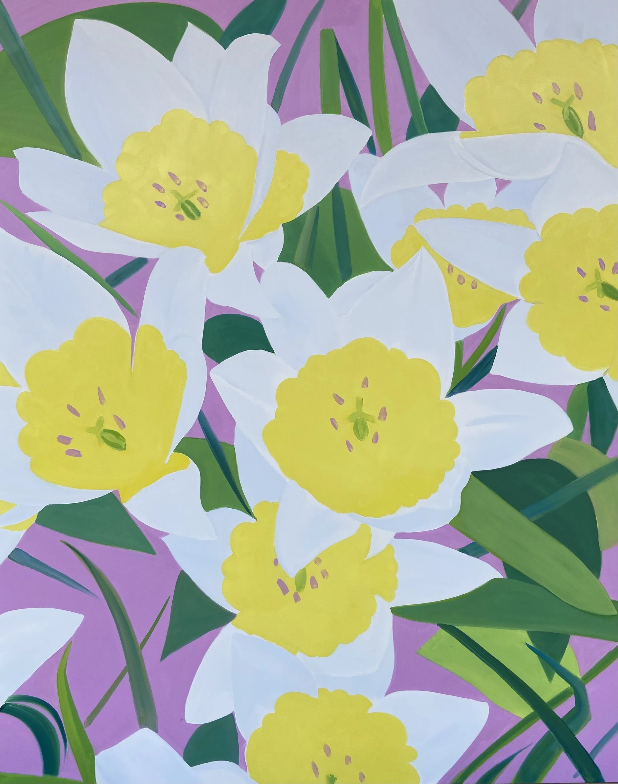 Close up White & Yellow Flowers 2026 Oil on Canvas 162x130 cm