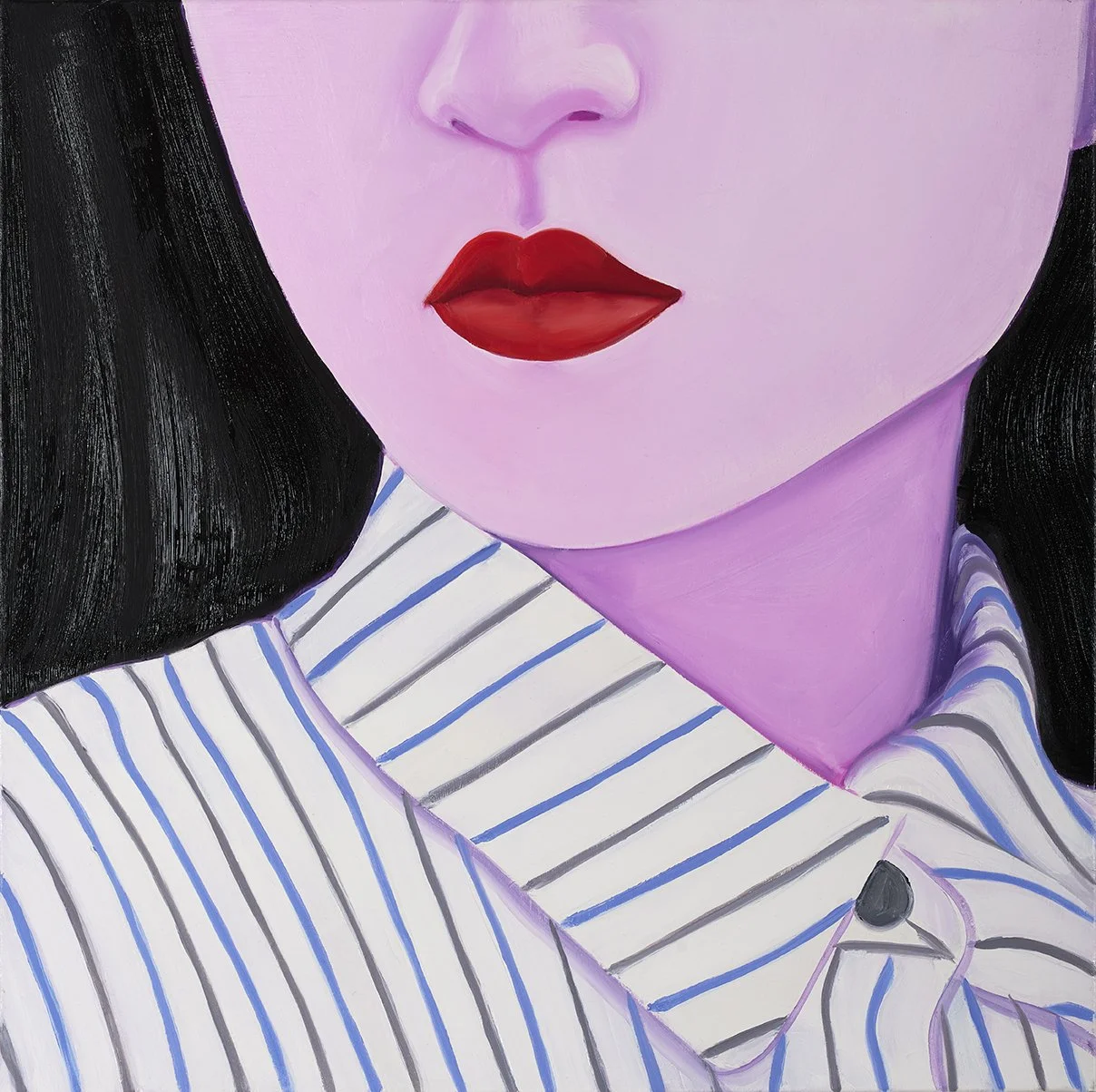Jiali's lips, Close-up 2024, Oil on Canvas 60x60 cm 