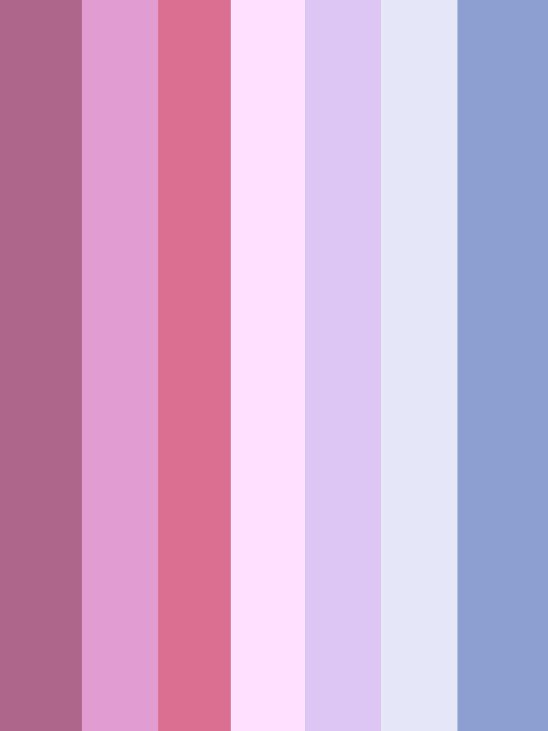 A palette of vertical color stripes in shades of pink, purple, and blue.