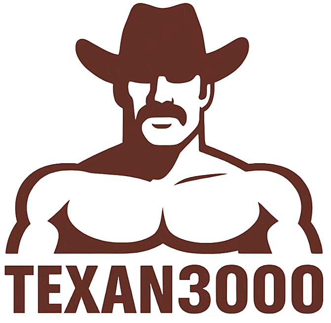 Icon of a muscular man with a mustache and a cowboy hat, shirtless, with the text 'TEXAN300' below.