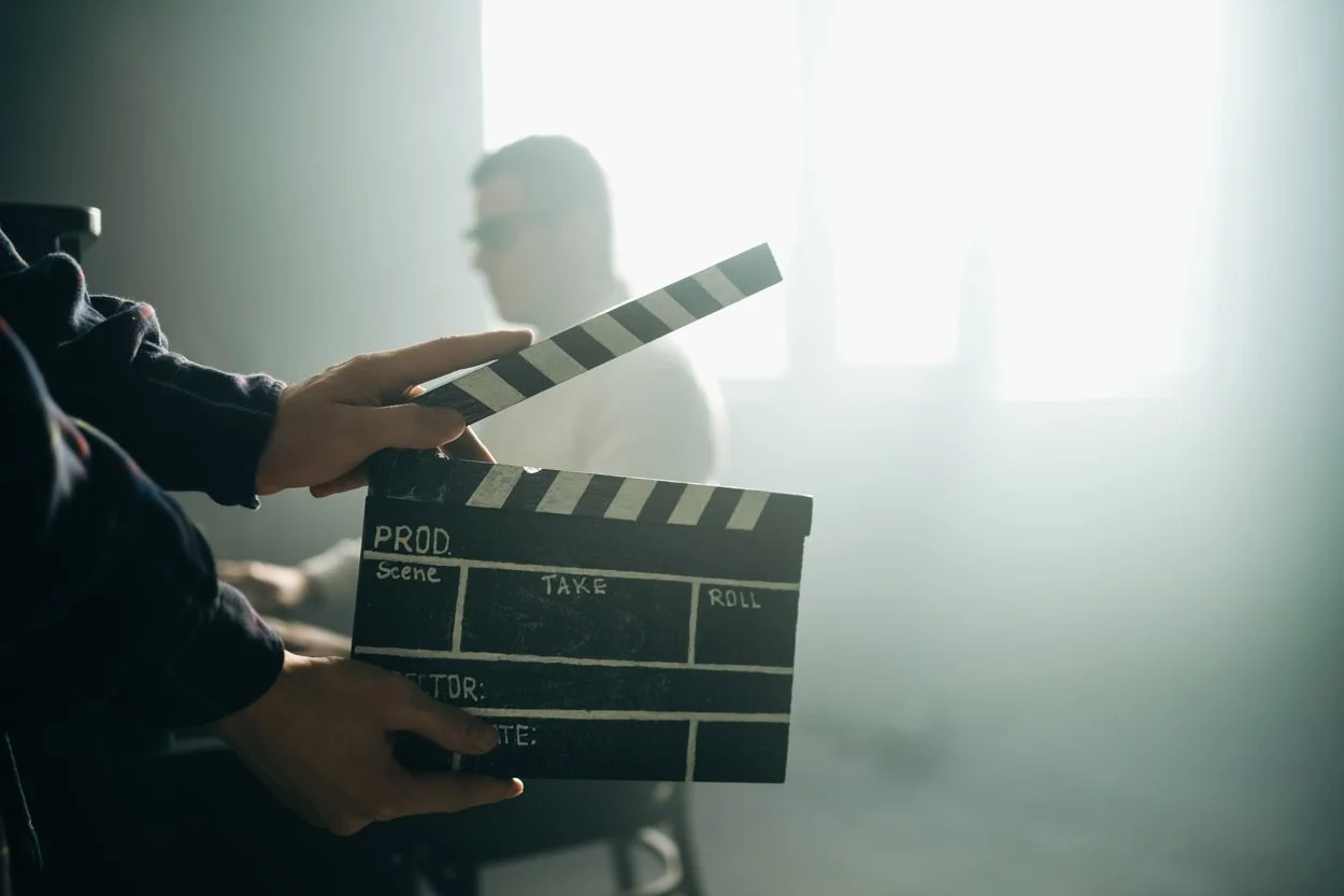 film clapperboard in motion