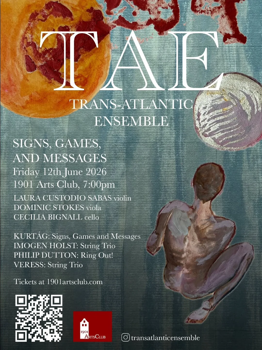 SIGN, GAMES, AND MESSAGES | 12th June, 2026 | 1901 Arts Club, Waterloo

Trans-Atlantic Ensemble returns in a more intimate setting exploring string trio works from Hungarian, Czech, and British composers.

Beginning by celebrating the 100th birthday 