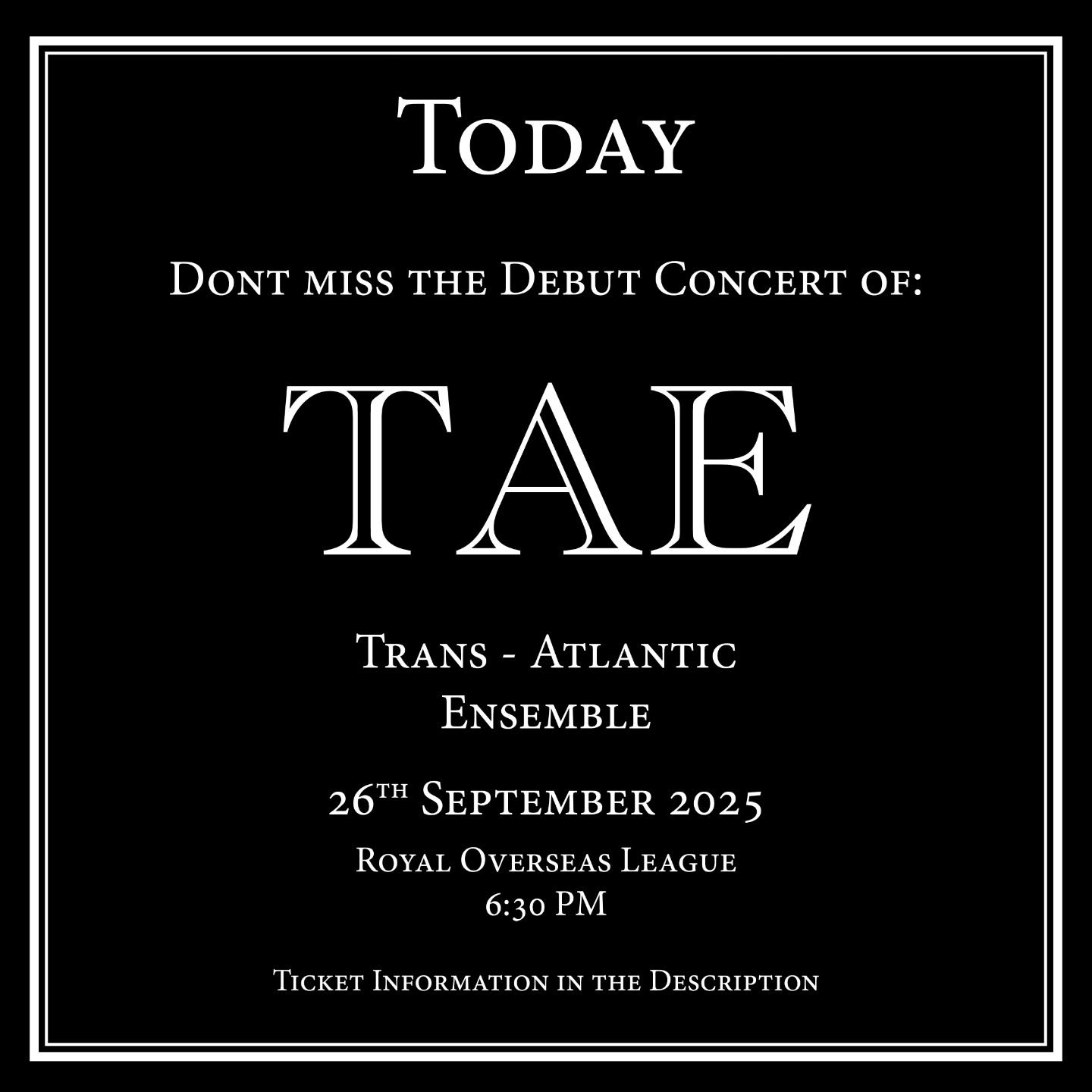 This evening at the Royal Over-Seas League, 6:30pm! The debut concert of Trans-Atlantic Ensemble, a new ensemble founded create international and inter-style dialogues in concerts. 

We're playing a program of Helen Grime, a world premiere from Phili