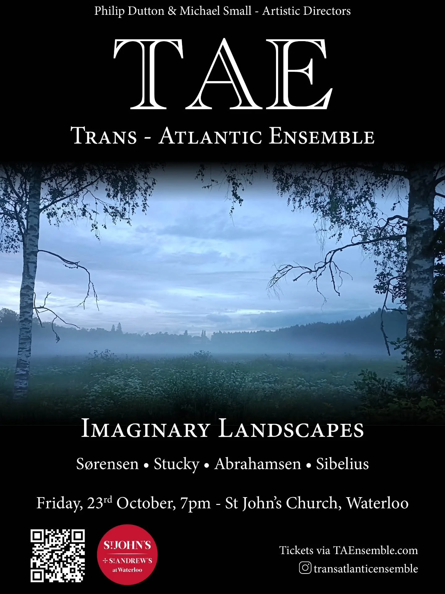 We are so excited to announce our next concert, launching Season 2! 23rd October, 7pm, St. John's Waterloo, London

Tickets via our bio or taensemble.com

Hear the Trans-Atlantic Ensble evoke the cool, crisp air of the autumn season with four vivid w