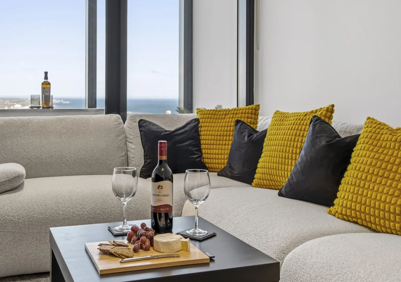 living room with city view Southbank
