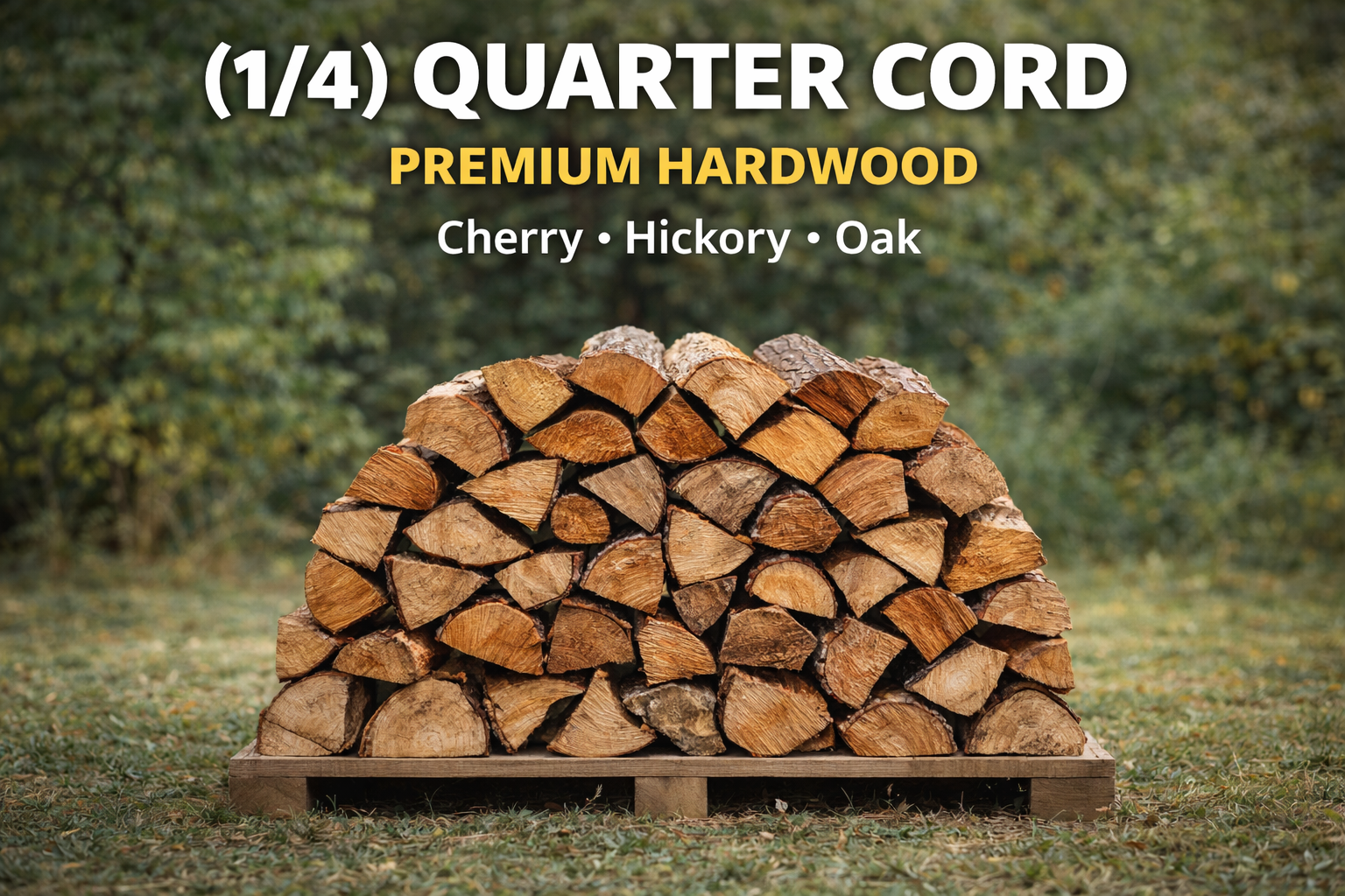 (1/4) Quarter Cord –  Premium Hardwood (Cherry • Hickory • Oak)