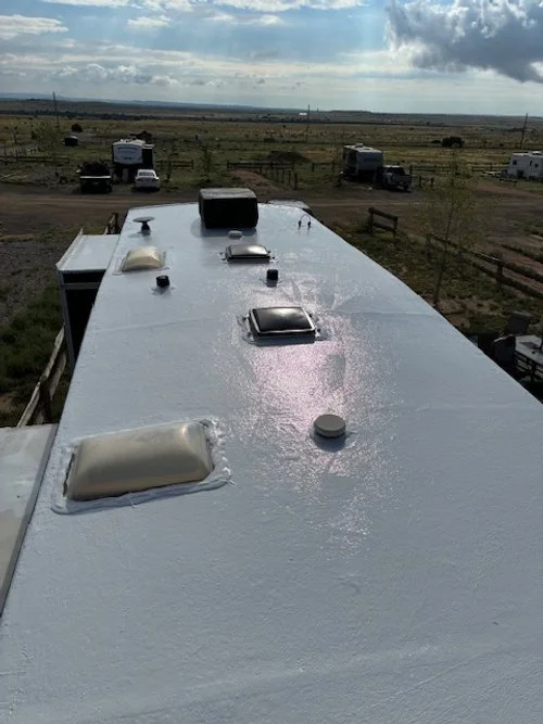 We revived this fifth wheel and now look at that roof.