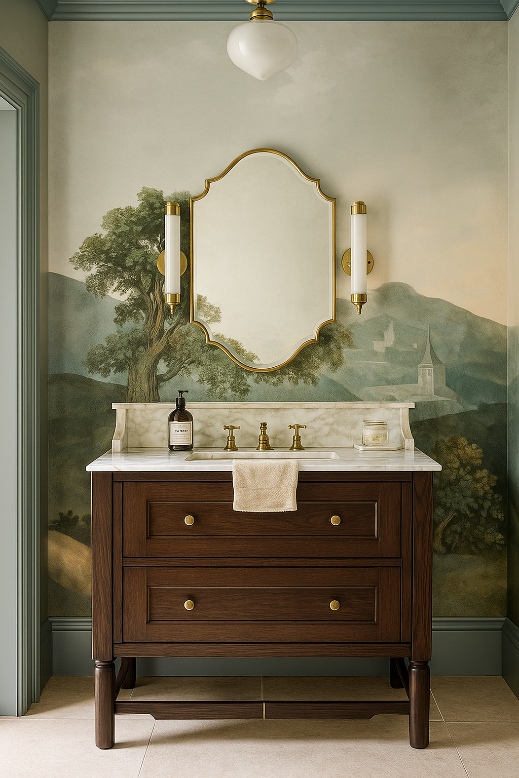 Serene Bathroom with Landscape Mural.png