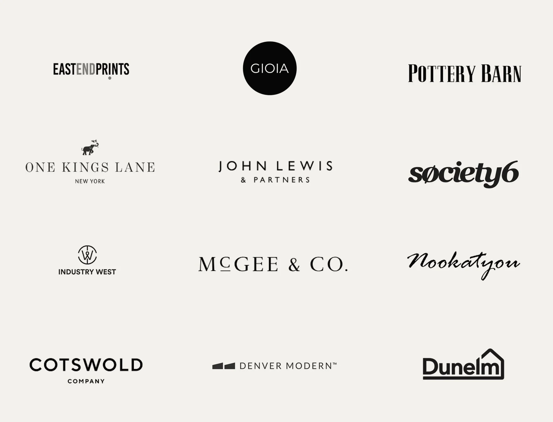 A collection of various logos of different brands and companies, arranged in a grid pattern.
