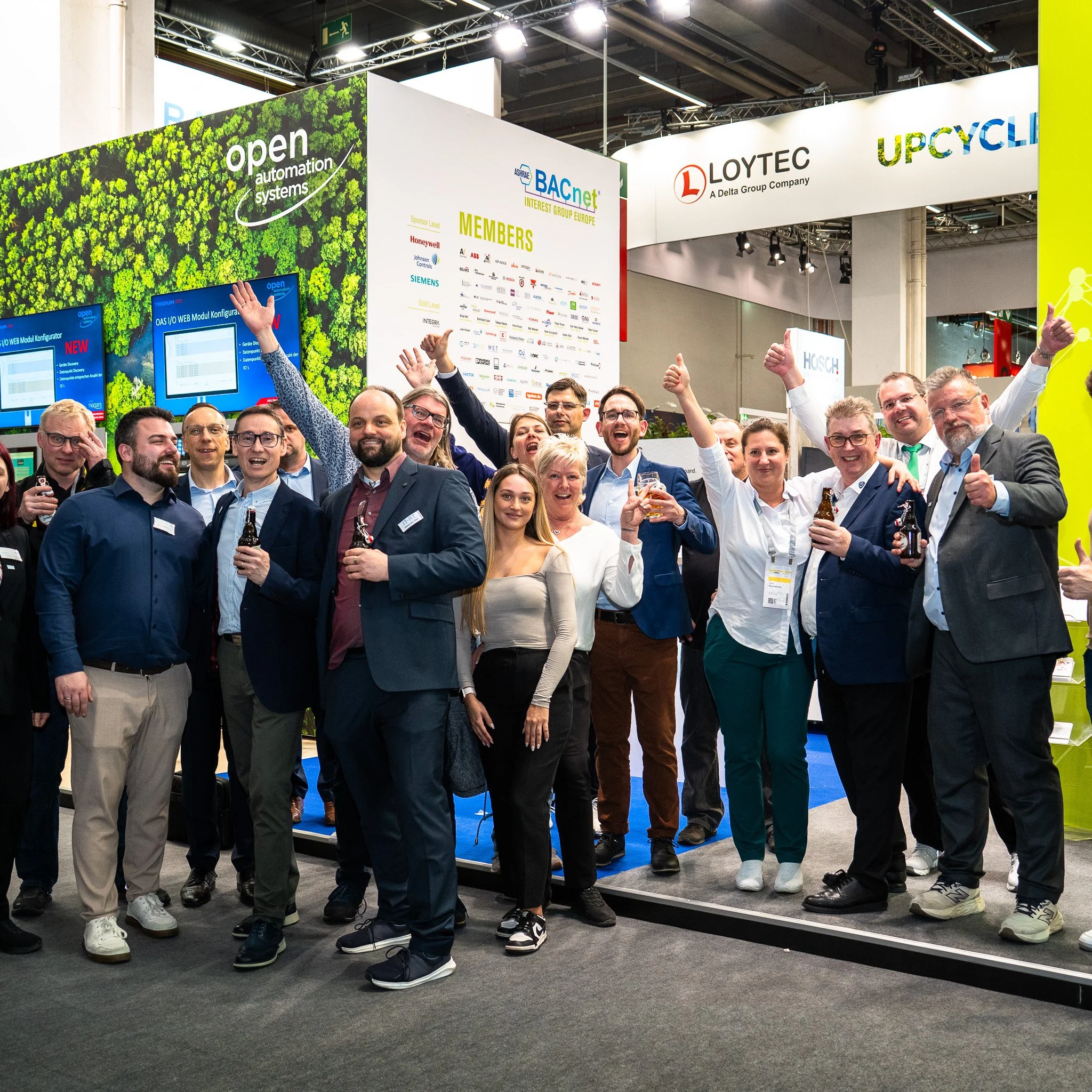 Group photo at Light + Building trade show exhibition stand