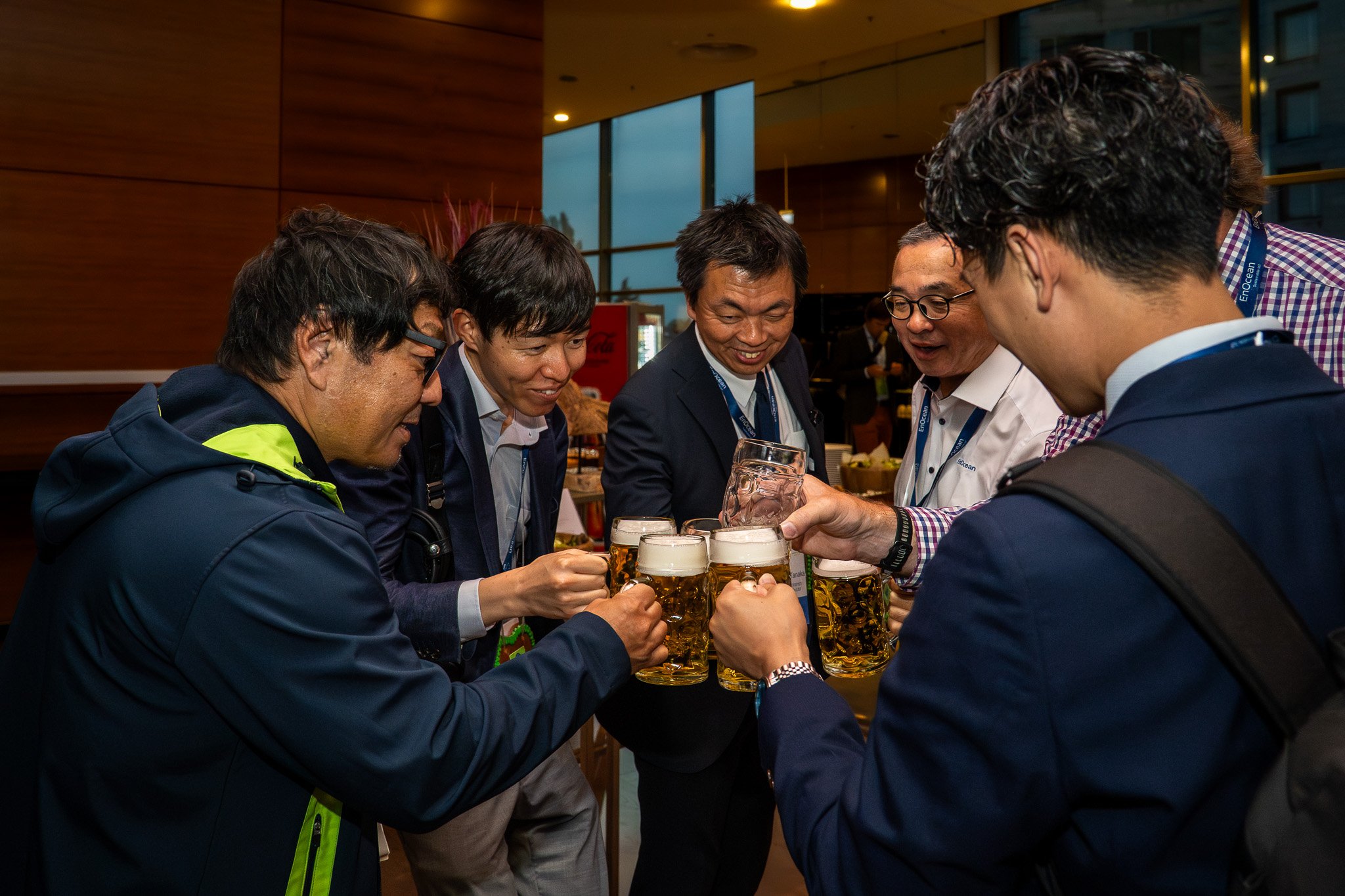Professionals networking at business event