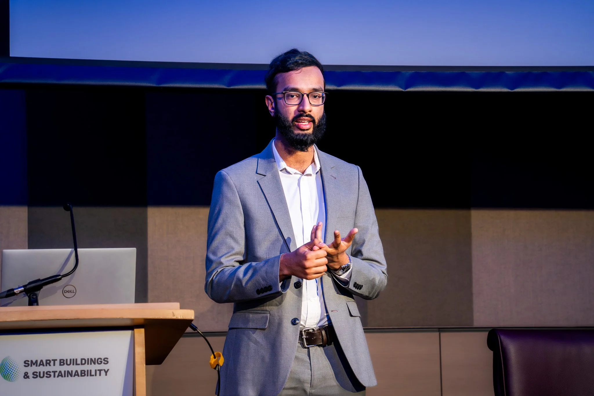 Speaker presenting at smart building conference