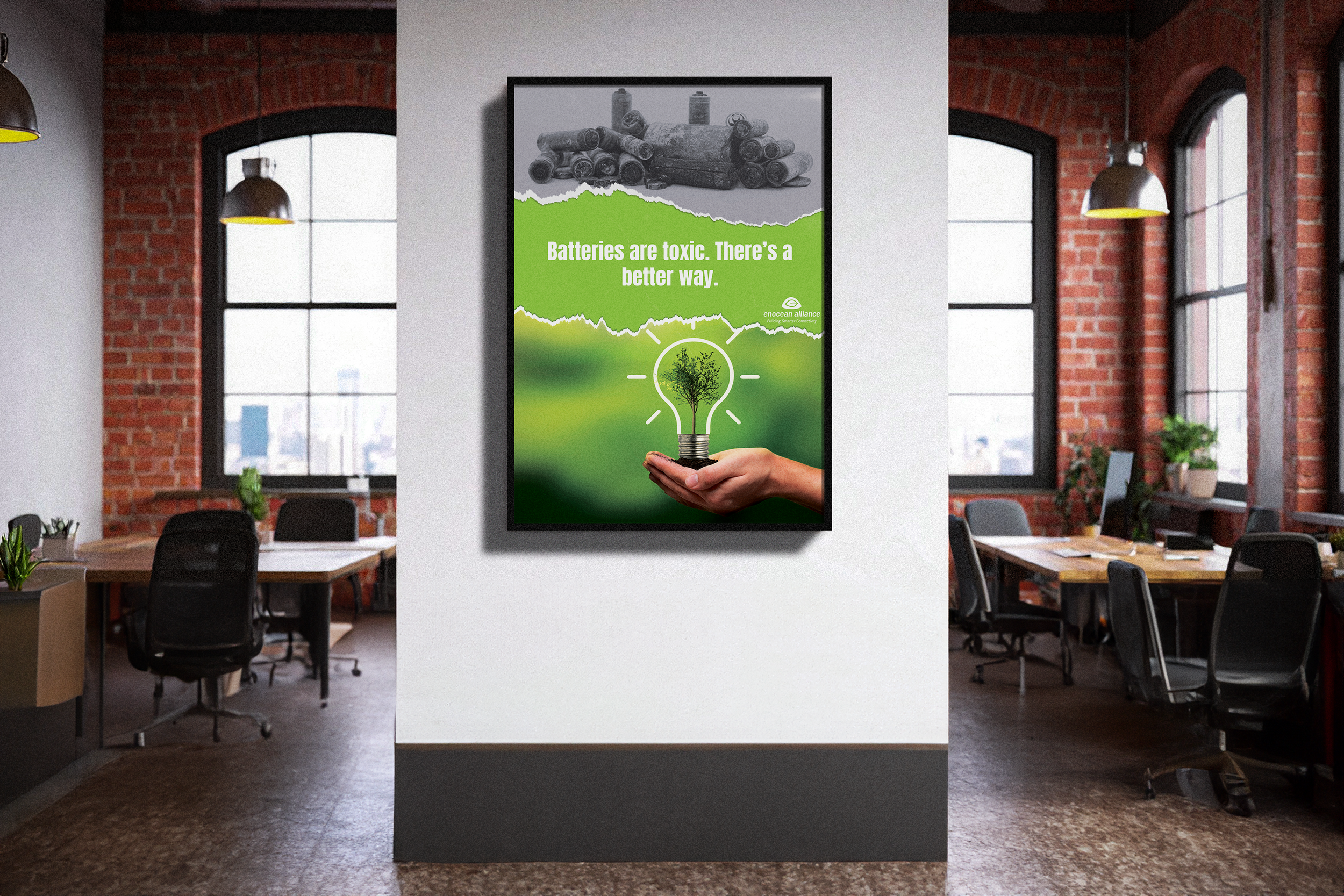Sustainability poster in office environment