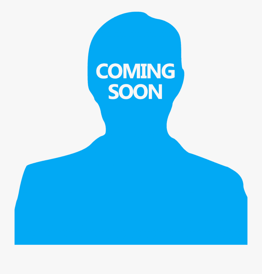 Silhouette of a person with the words 'Coming Soon' written across the face in white text on a blue background.