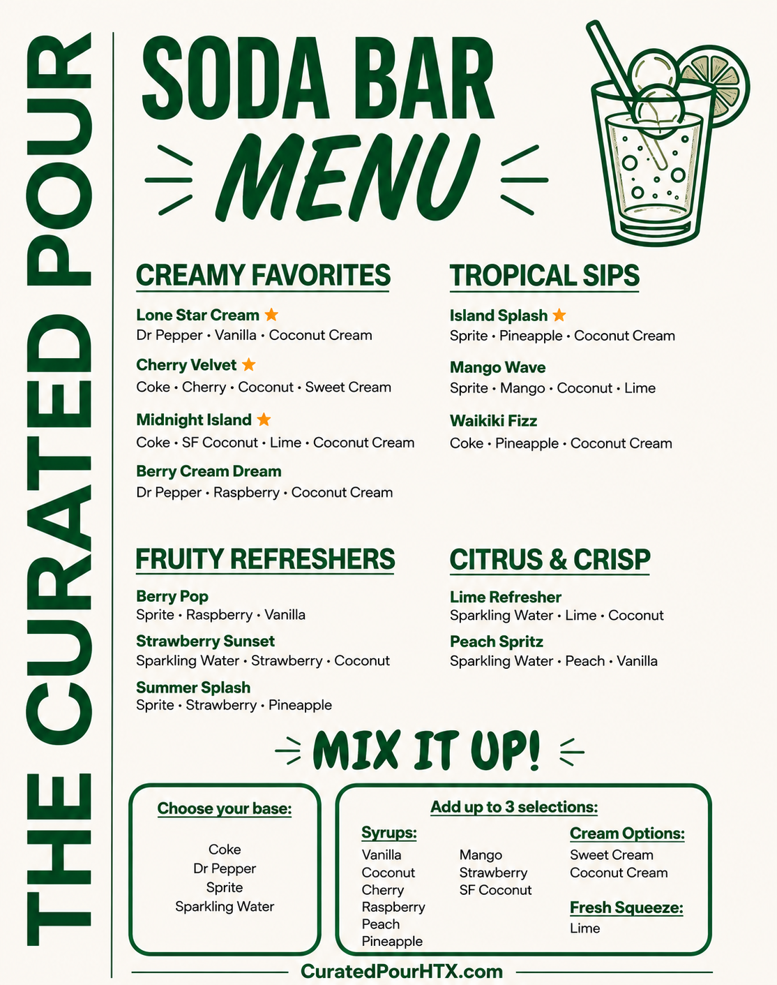 Dirty Soda Menu