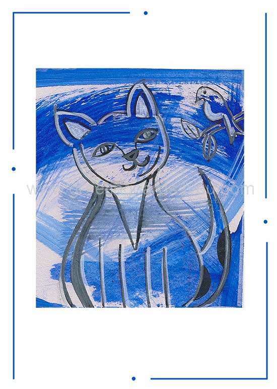 5720250001 - Blue Kitty and Bird