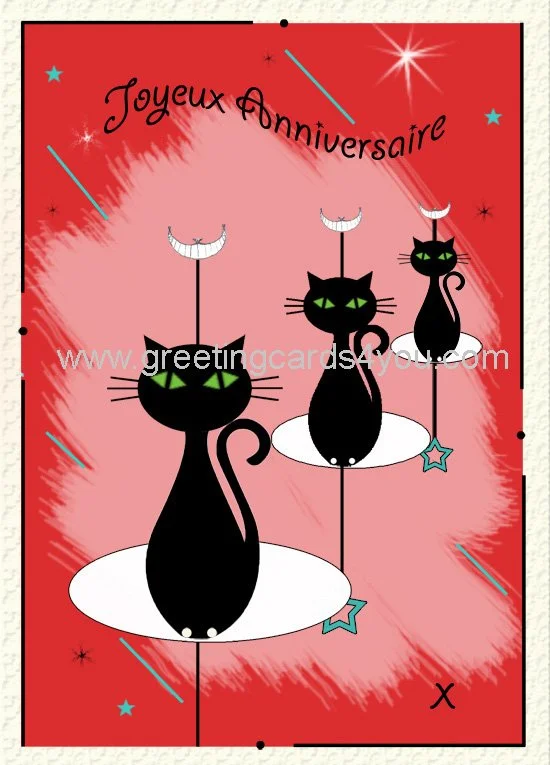5720150061FR - Joyeux Anniversaire (feline fine)